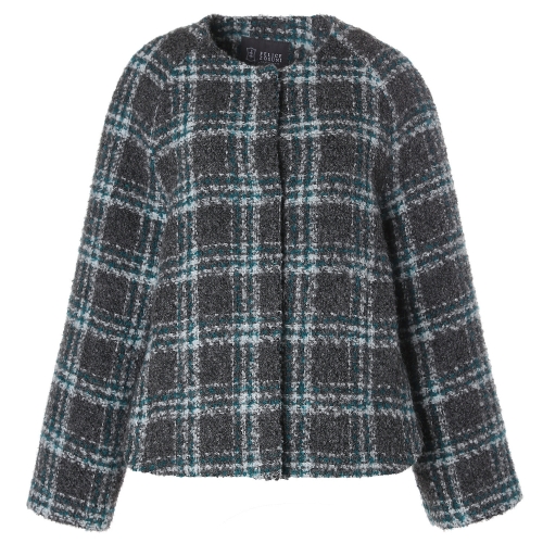 조순희 라운드 넥 체크 하프코트 FMWJ447