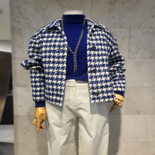 더아이잗컬렉션 여성 체크 루즈핏 자켓 CPBA0JK761