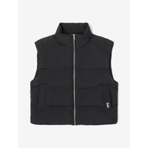 유씨엘에이 진유니 공용 테이프 레터링 포인트 패딩 베스트 UZAVE81