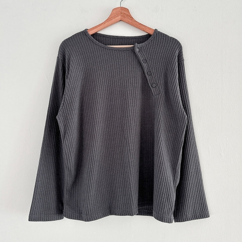 아이우먼 유니크사선버튼니트티 GOS966M410 빅사이즈