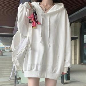 제이큐 오버핏 얇은 롱 후드티 LOTO-28