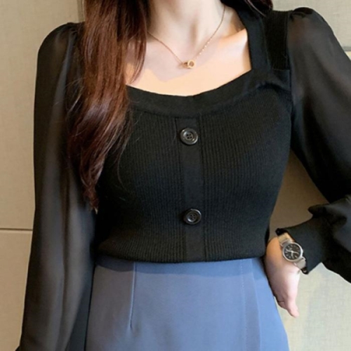 오노마 ONM 여성 스퀘어넥 니트 블라우스 데일리 여친룩 20256725