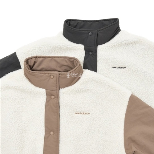 뉴발란스  리버시블 보어 롱자켓 2color AWJ45707 양면 후리스 블랙