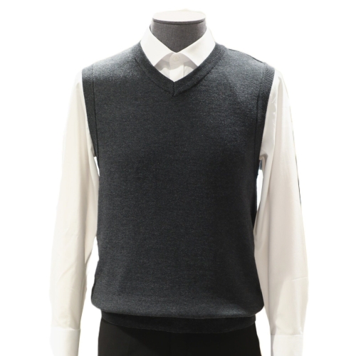 바쏘옴므 F/W 차콜 캐시미어혼방 브이넥 니트 베스트 BSY3WV07ACH