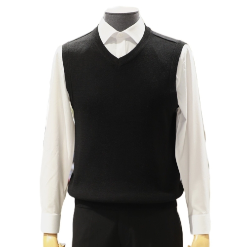 바쏘옴므 F/W 블랙 캐시미어혼방 브이넥 니트 베스트_BSY3WV05ABK