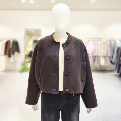 온앤온 캐시미어 혼방 니트 배색 코트 NJW4WHA07