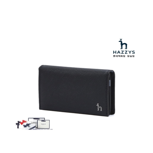 헤지스 남성 네이비 가죽 라인배색 카드지갑_HJHO5E602N3