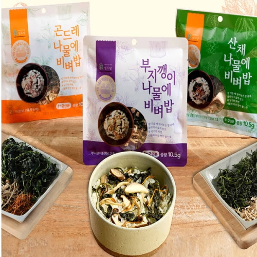 우체국쇼핑  쌀 위에 톡 건강한 간편식 나물에 비벼밥 3종세트 곤드레,산채,부지깽이