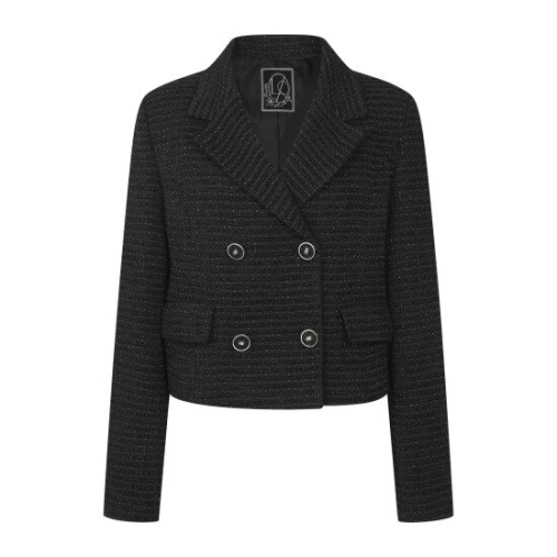 르샵 더블 버튼 크롭 트위드 자켓-LC41JK110