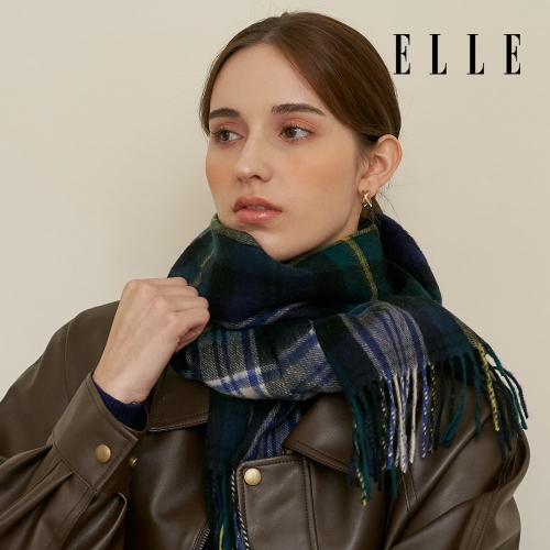 엘르 스카프 웨일스 울 롱 체크 머플러 SE44MW306
