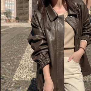 오딘 루즈핏 하프 레더 자켓 FL43JK107