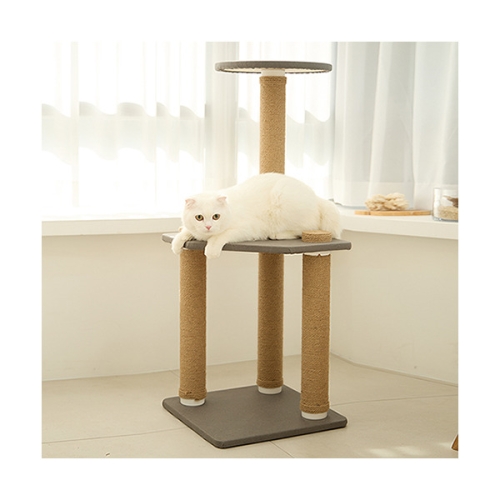 펫토리아 한층뚝딱 3단 코너형 고양이 캣타워 다크그레이