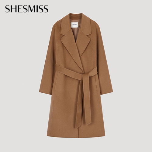쉬즈미스 여성 울 블렌드 핸드메이드 벨티드 코트 SWHCTO42120