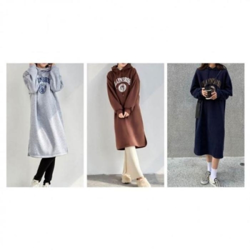 오노마 ONM 루즈핏 여성 클랜 기모 후드 롱 긴팔 캐주얼 원피스 23567932