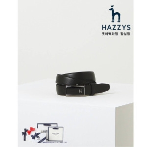 헤지스 남성 블랙 버클 로고장식 소가죽 자동벨트_HJBE5E780BK