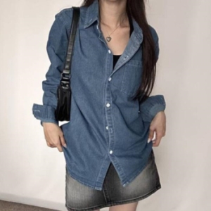 오노마 ONM 루즈핏 오버핏 여성셔츠 데님 셔츠 깔끔한 소개팅 23564350