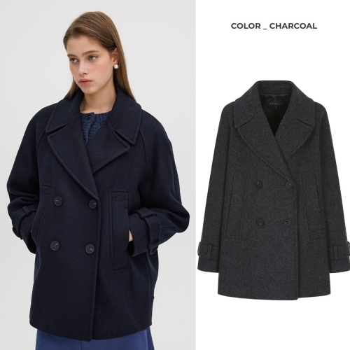 올리브데올리브 빅 테일러드 카라 더블 하프 코트 OW4WHA57