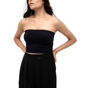 케네스콜 우먼 심리스 크롭 튜브 탑 상의 블랙 9764315