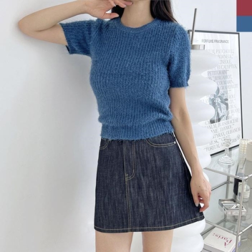 오노마 ONM 여성 리즈 포실포실 퍼 부클 반팔니트 여친룩 23562385