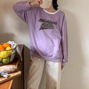 더바디시크릿 루즈핏 MICHIGAN 기모 맨투맨 티셔츠 jj24405