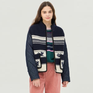 베네통 여성 데님 퀼팅 니트 점퍼 BAJP65461BK