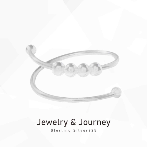 제이앤제이  실버925 스프링 실버볼 오픈링 반지 JRS005