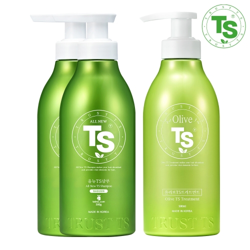 올뉴 TS 샴푸 500g 2개+올리브 TS 트리트먼트 500ml 3종세트