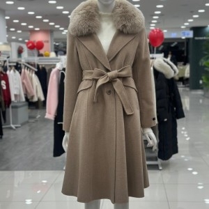 숲 의류 핸드메이드 카라 퍼 플레어 코트/OZBHCQ8MBG