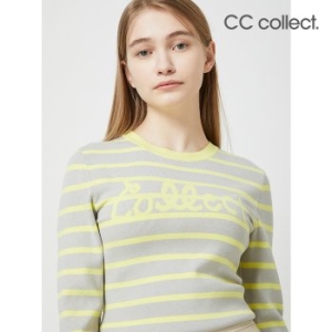씨씨콜렉트 스트라이프 레터링 니트 풀오버 YE_C241KSK003