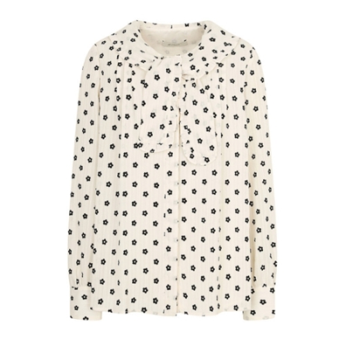 NBA 프릴 타이넥 플로럴 블라우스 G 0BL30