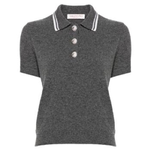 발렌티노 Garavani 스트라이프 엣지 카라티 피케 폴로 티셔츠 BKC58F8PS