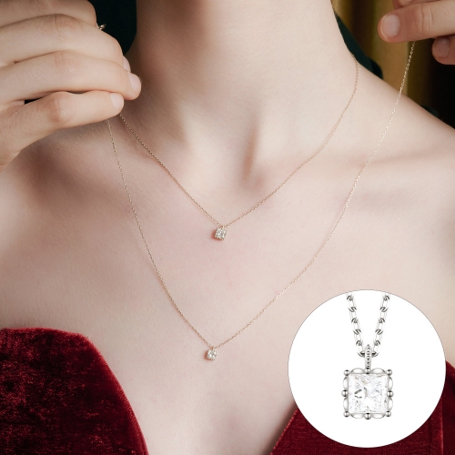 로즈몽  여성 14K 3부 프린세스컷 랩 다이아몬드 목걸이 RA24D30S