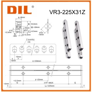 크로스  DIL 롤러 가이드 VR VR3-225 31Z THK 또는 IKO CRW 시리즈 대체