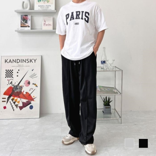 라일리 Rly 클래식 블랙 테이퍼드 와이드 팬츠 25452564