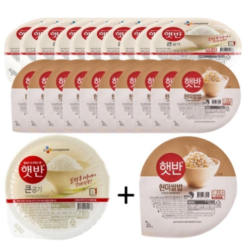 CJ제일제당  햇반 백미 큰공기 300g 10개 + 현미쌀밥 210g 10개