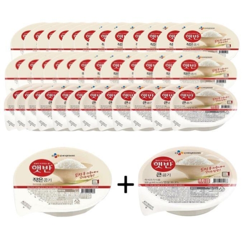 CJ제일제당  햇반 백미 작은공기 130g 24개 + 햇반 백미 큰공기 300g 12개