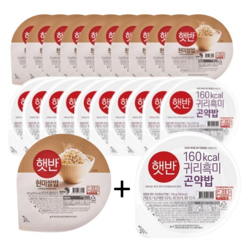 CJ제일제당  햇반 현미쌀밥 210g 10개 + 흑미귀리곤약밥 150g 10개