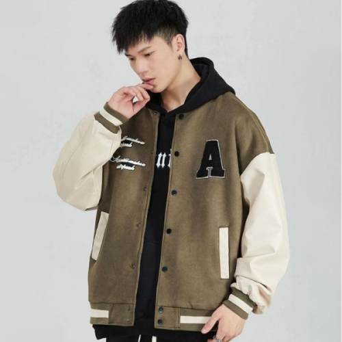 라일리 Rly 남성 캐주얼 레터링 바시티자켓 카키 야구점퍼 과잠 25449114