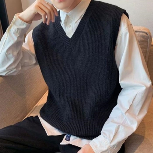 라일리 Rly 남성 루즈핏 레이어드 니트 조끼 남친룩 V넥 25451974