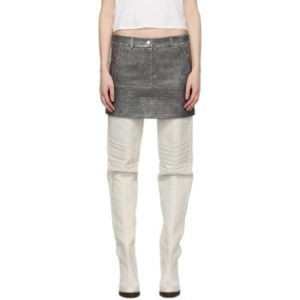 윈 햄린 그레이 지퍼 가죽 미니 스커트 241401F090000