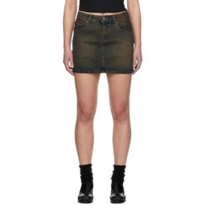 윈 햄린 네이비 페이딩 워싱 데님 미니 스커트 241401F090003