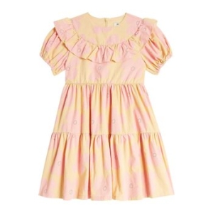 핑크 Flower 티어드 코튼 드레스 P00907712