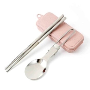 핑크  커트러리 2인세트 수저 등산수저 접이식 WFB2EB8