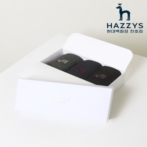 헤지스 남성 도트패턴 로고 양말 3종 세트_HJSS5E033WT