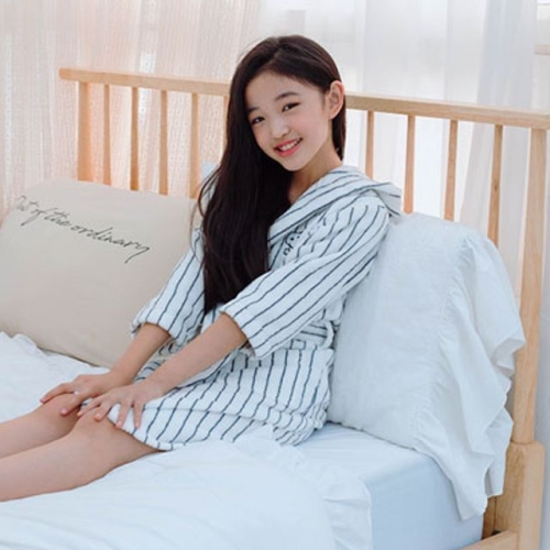 송월타월  스누피 유아용 스트라이프 후드 샤워가운 세트