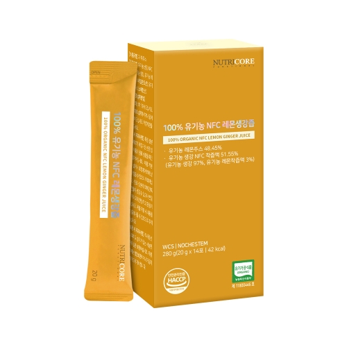 뉴트리코어 100% 유기농 NFC 레몬 생강즙 20g 14포