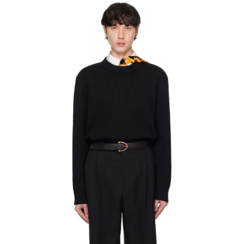 보테가베네타 블랙 클래식 테일러드 울 스웨터 242798M201002