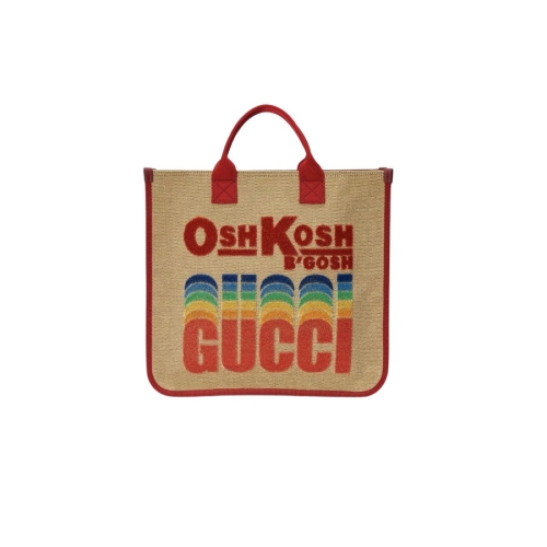 구찌 OSHKOSH 오시코시 로고 스퀘어 토트백 BEIGE MULTI 550763