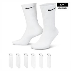 나이키  에브리데이 쿠션 크루 6PR 양말 SX7666100 화이트_신