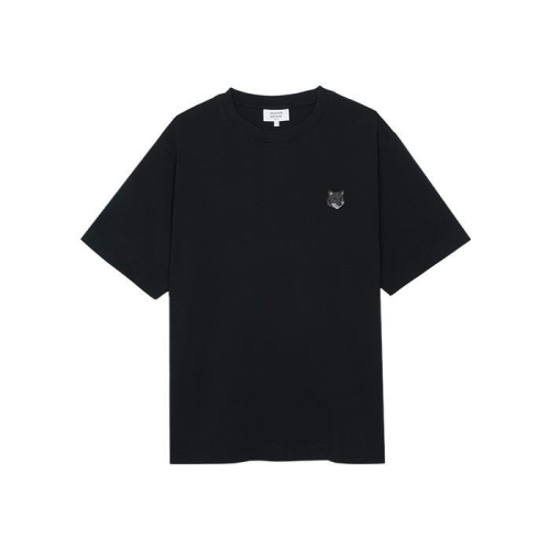 메종키츠네 남성 볼드 폭스 헤드 패치 오버사이즈 반소매 티셔츠 블랙_LM00107KJ0119P199